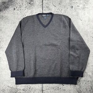 Polo Ralph Lauren Alpaca Wool Herringbone Mens Sz XL V-Neck Lightweight Sweater